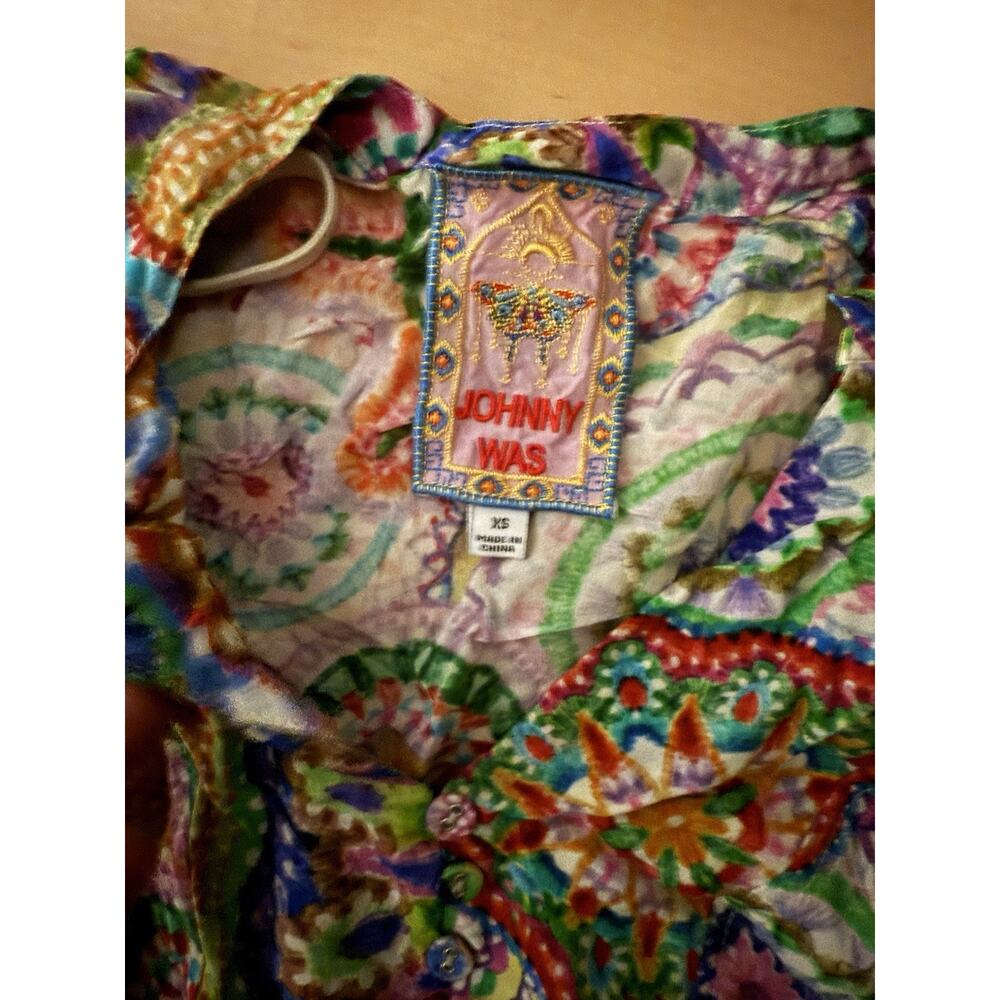 Johnny Was KIONAH DRESS Funky Print Maxi Silk Dress XS - Picture 6 of 7